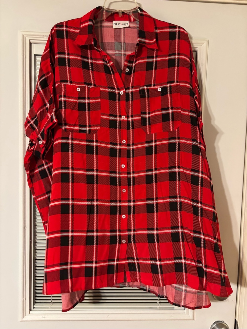First Love Red and Black Plaid Button-Up Shirt